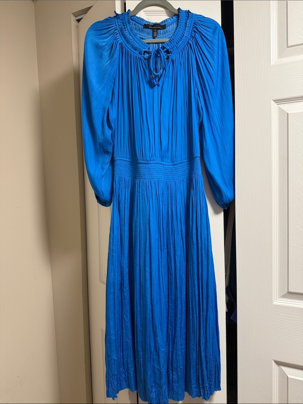 White House Black Market Cobalt Blue Pleated Midi Dress